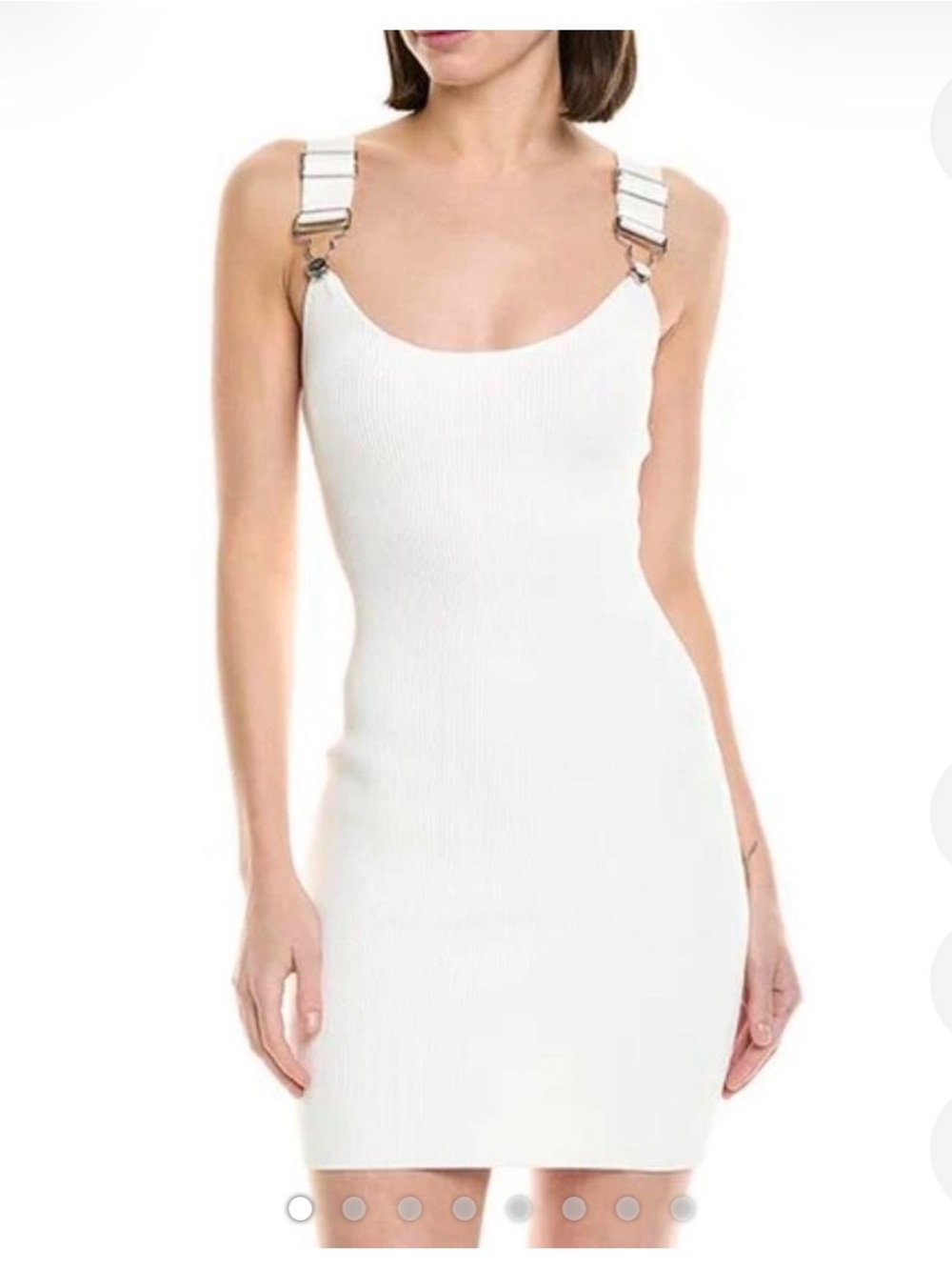 STAUD & Wrangler white Ribbed Mini Dress with Strap Hardware